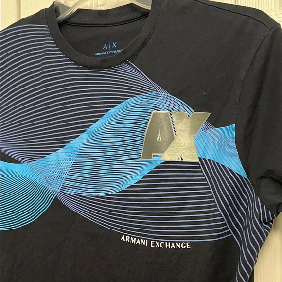 Armani Exchange Navy and Cyan Wave Tee medium - Picture 3 of 5